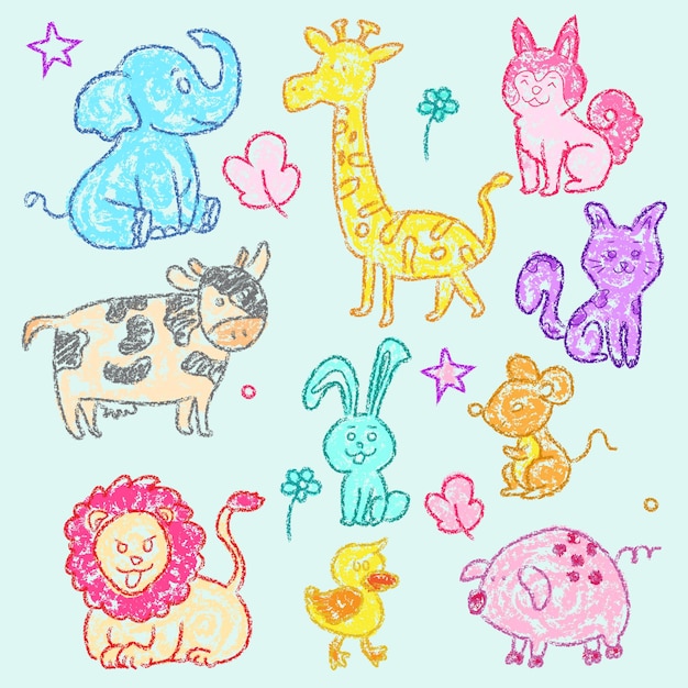 Vector conjunto de animales lindos