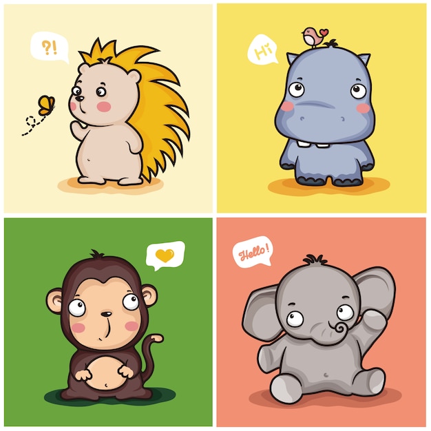 Vector conjunto de animales lindos