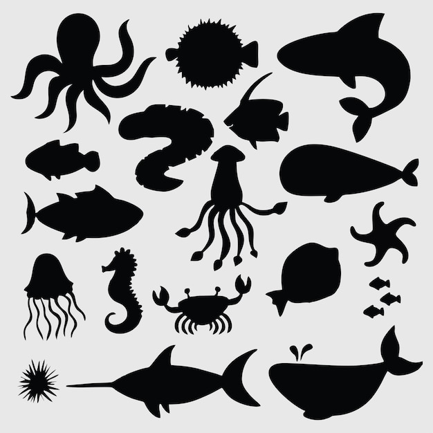 Vector conjunto de animales marinos de vector libre