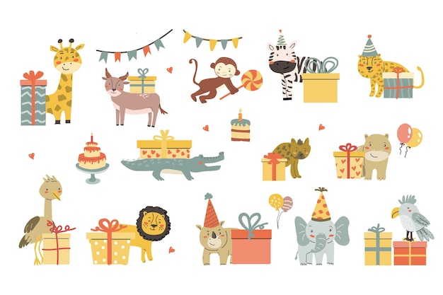 Conjunto de animales para niños Colección de animales africanos lindos