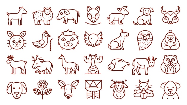 un conjunto de animales con un patrón de animales y animales