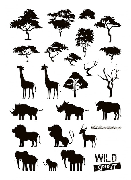Conjunto de animales salvajes africanos