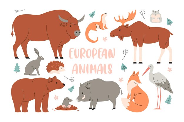 Conjunto de animales salvajes