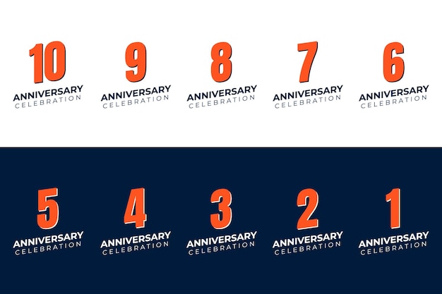 conjunto de aniversarios Celebración Año Números