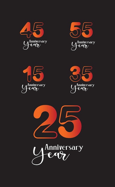 Conjunto año aniversario logo vector plantilla diseño ilustración elegante