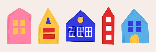 Conjunto de año nuevo Casa acogedora de Navidad en estilo dibujado a mano Elementos de pegatinas de iconos aislados