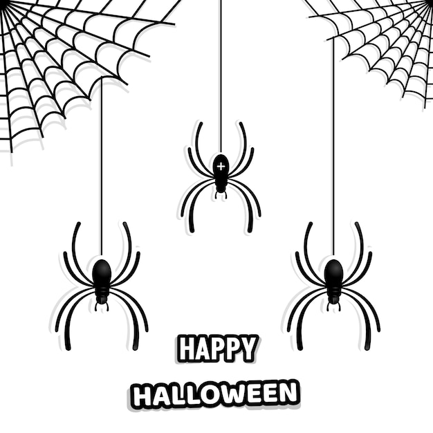 Conjunto de arañas de papel con estilo para decorar una casa en halloween. diseño de halloween. telaraña y arañas. ilustración de vector aislado sobre fondo blanco.