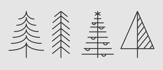 Conjunto de árbol de Navidad diferente, ilustración vectorial.