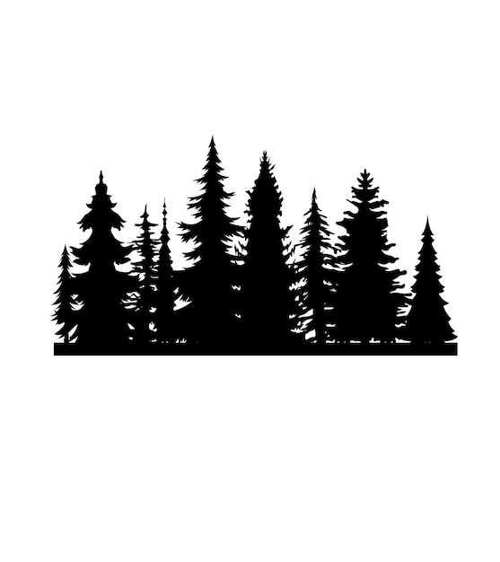 conjunto de árboles de cosecha vectoriales y siluetas forestales