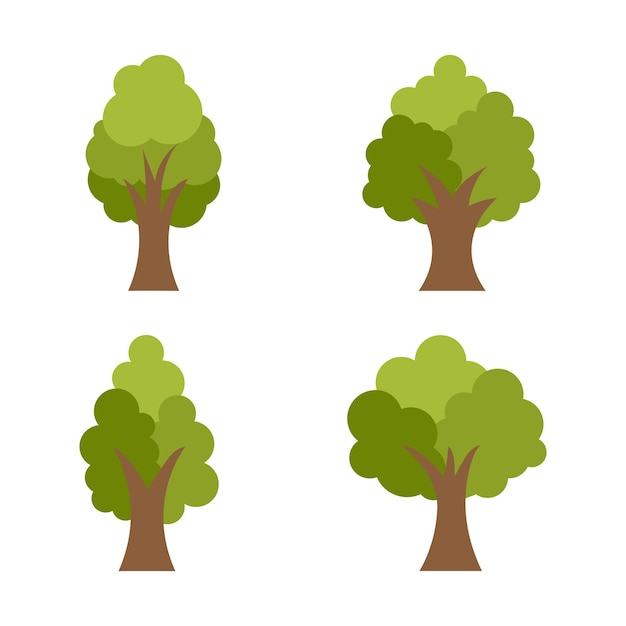 Conjunto de árboles de diseño plano vectorial