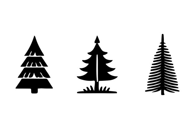 un conjunto de árboles con una ilustración vectorial de árbol de pino