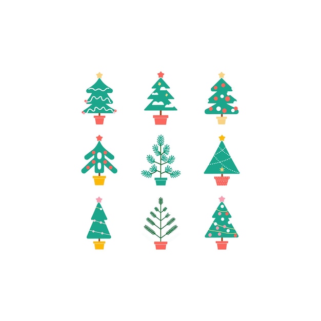 un conjunto de árboles de Navidad con una flor en la parte inferior