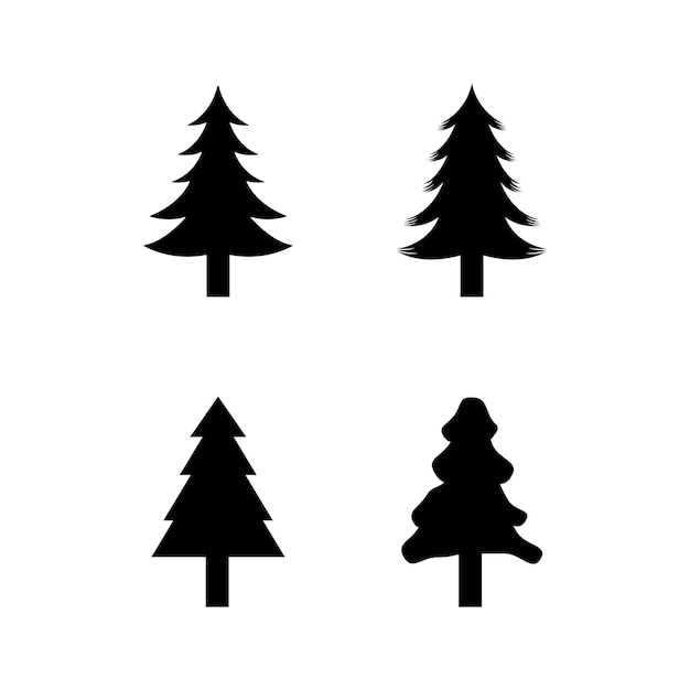 conjunto de árboles de Navidad icono diseño vectorial silueta