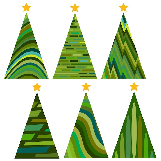 Conjunto de árboles de navidad. ilustración de vector aislado de feliz navidad y próspero año nuevo.