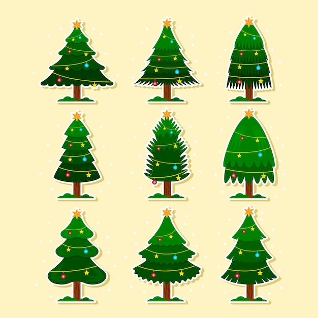 un conjunto de árboles de Navidad con nieve en la parte inferior