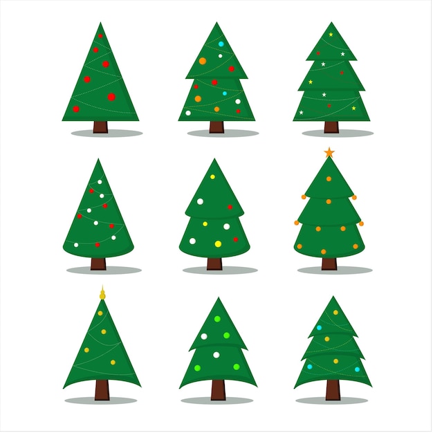 Conjunto de árboles de navidad. Vector, ilustración