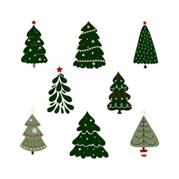 Conjunto de árboles de navidad de vector