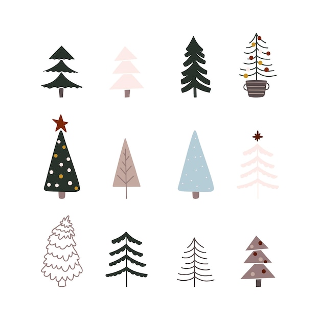 Conjunto de árboles de pino de Navidad