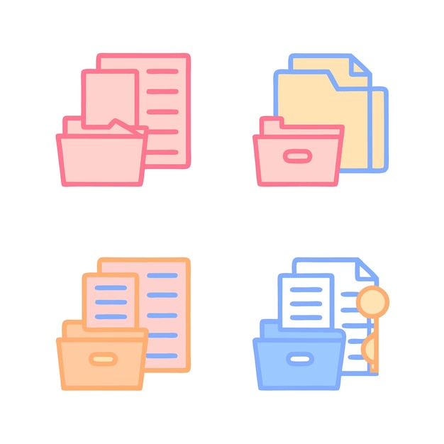 conjunto de archivos, carpetas, documentos e iconos de descarga para la gestión de archivos digitales