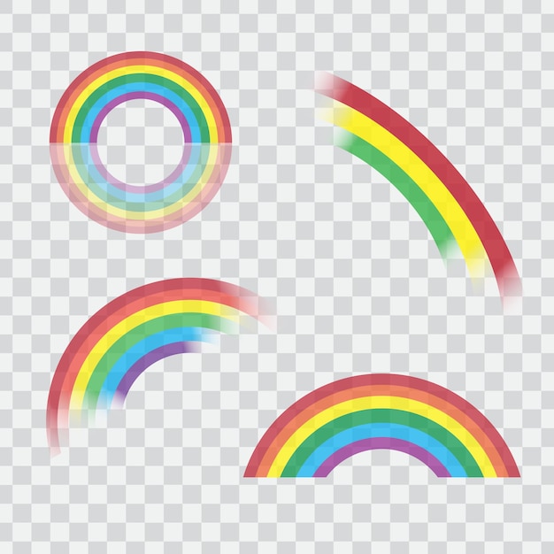Vector conjunto de arco iris diseño de vector transparente