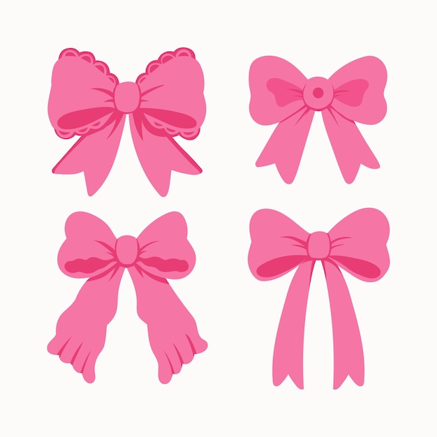 Conjunto de arcos de cinta hermoso arco dibujado en estilo plano de dibujos animados