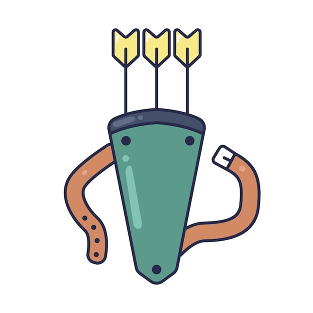 Conjunto de arcos y flechas para tienda de juegos de rol vector tiro con arco medieval ui o gui elementos de diseño Arma de fantasía de arquero gráfico de dibujos animados para caza o guerra ballestas aisladas objetos 3d de diferente diseño