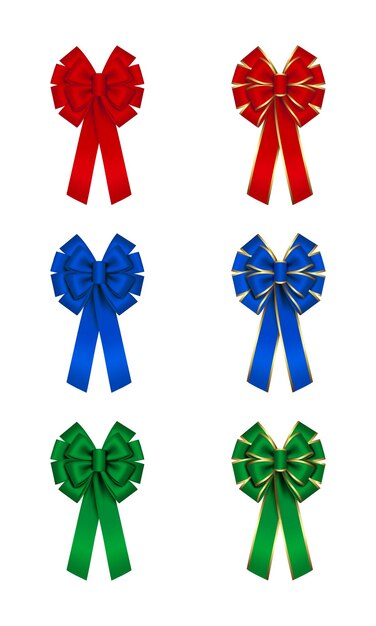 Conjunto de arcos de navidad aislados rojo azul verde y arcos con ribete dorado