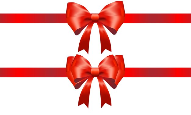 Conjunto de arcos de regalo rojos sobre fondo blanco