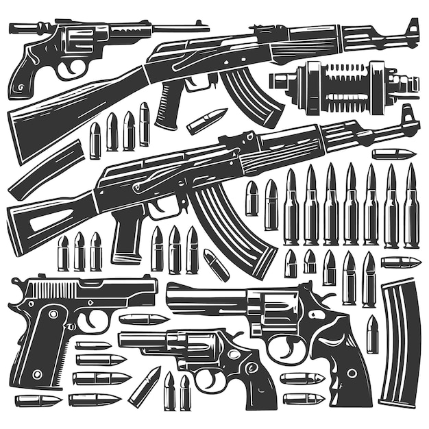 Conjunto Armas Y Armas Monocromo