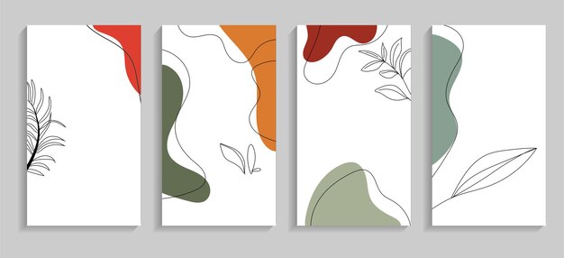 Conjunto de arte botánico abstracto en la pared