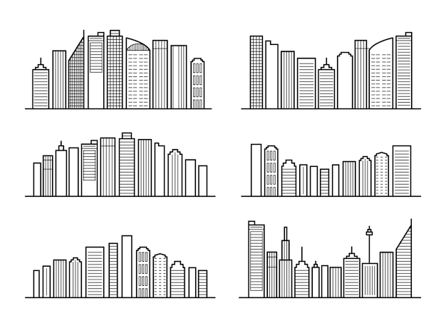 Conjunto de arte de línea Sityscape.