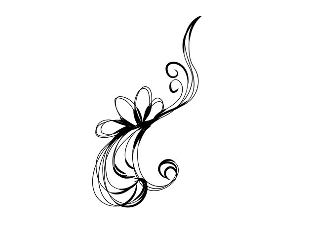Conjunto de arte lineal de flores silvestres de doodle de hojas botánicas