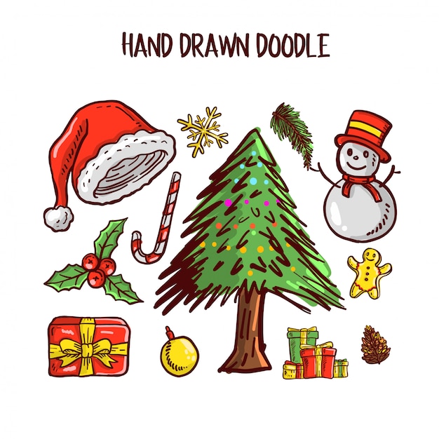 Conjunto de arte de navidad doodle