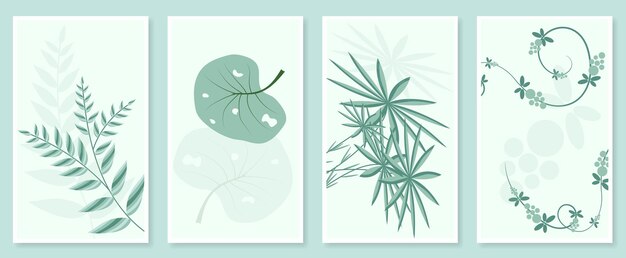 Conjunto de arte de pared botánico abstracto Ilustración vectorial en diseño escandinavo