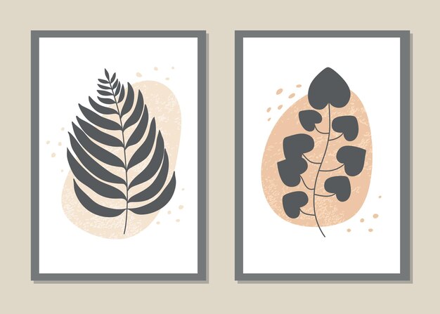 Conjunto de arte de pared botánico.