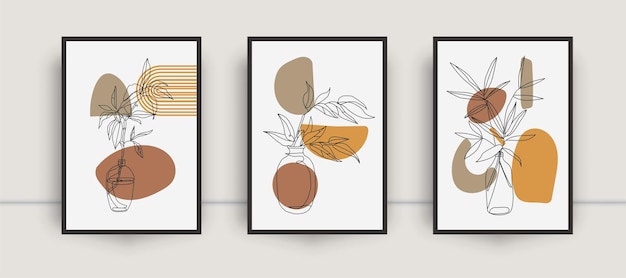 Conjunto de arte de pared botánico