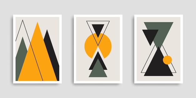 Conjunto de arte de pared con formas geométricas Tarjetas de Bussines carteles contemporáneos