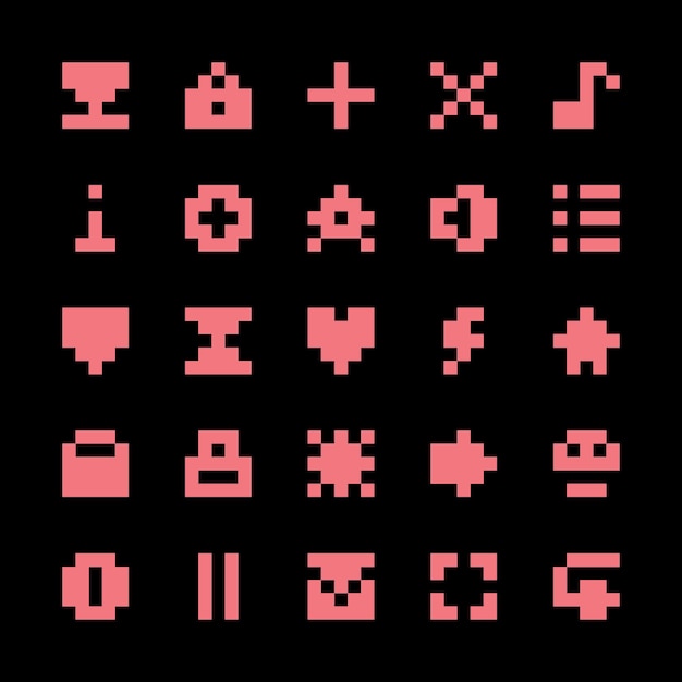 conjunto de arte de píxeles minimalista estética vintage diseño de sprite retro