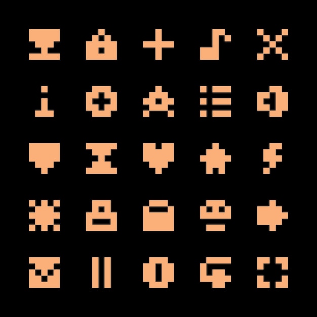 conjunto de arte de píxeles minimalista estética vintage diseño de sprite retro