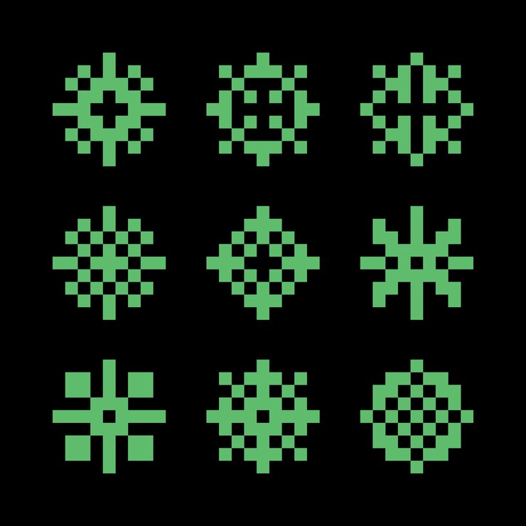 Vector conjunto de arte de píxeles minimalista estética vintage diseño de sprite retro