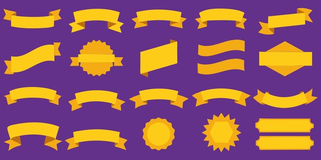 Conjunto de arte vectorial de la cinta o la etiqueta de color oro plano