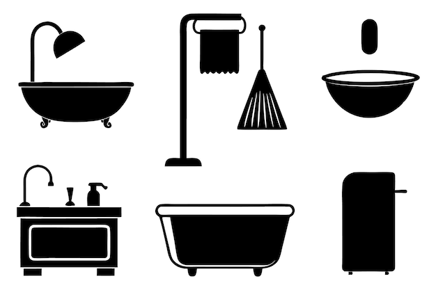 conjunto de artículos de baño de silueta