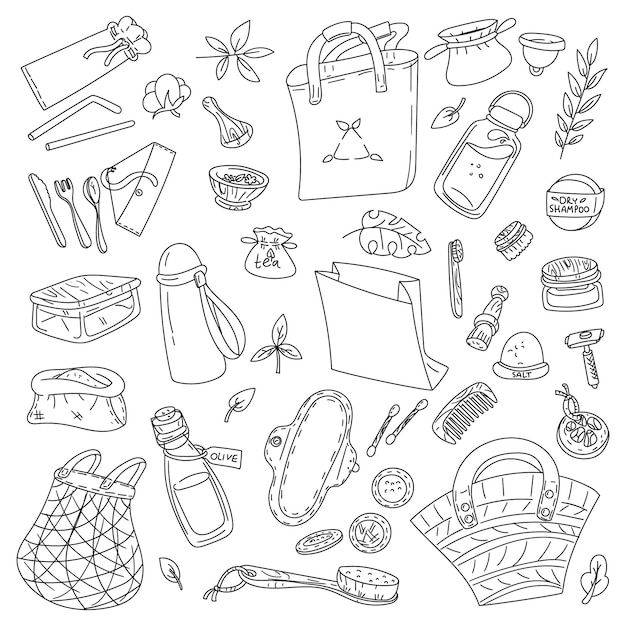 Conjunto de artículos de contorno ambiental bolsa de papel bolsa de comestibles cubiertos comestibles cosméticos agua verde