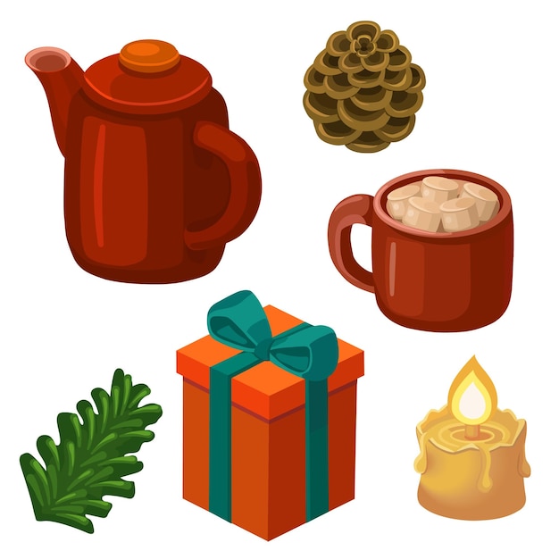 Vector conjunto de artículos navideños para tarjetas y otras impresiones ilustración vectorial