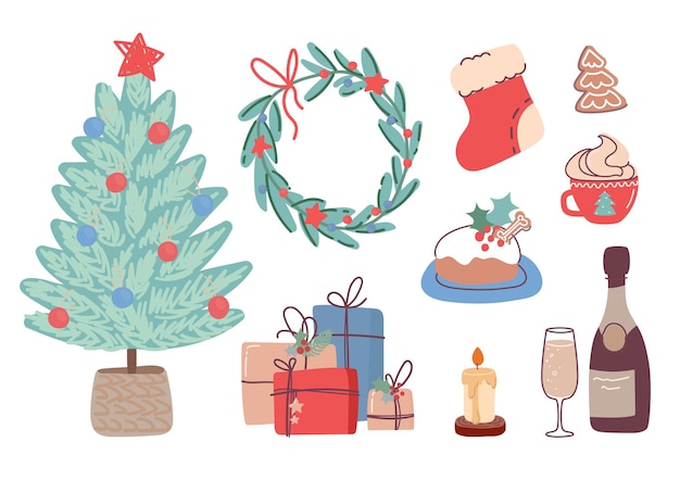 Conjunto de artículos navideños