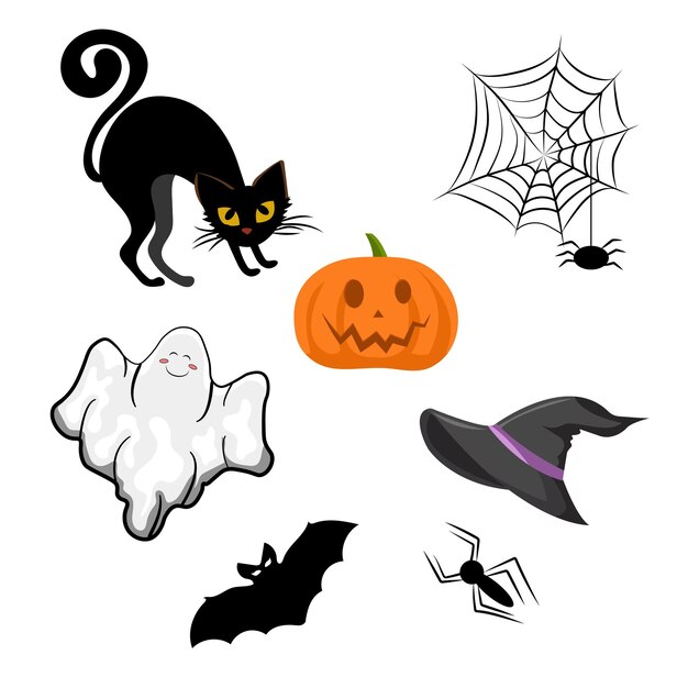 Un conjunto de artículos para las vacaciones de Halloween.