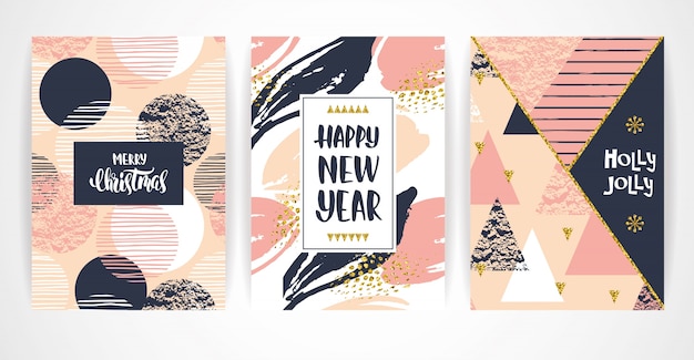 Conjunto de artístico creativo Feliz Navidad y año nuevo