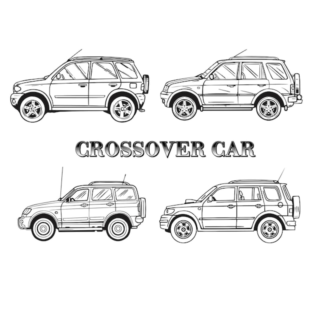 Conjunto artístico de líneas vectoriales de crossover para automóviles