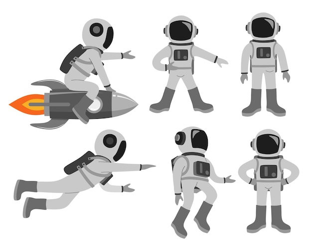 conjunto de astronautas aislado en un fondo negro