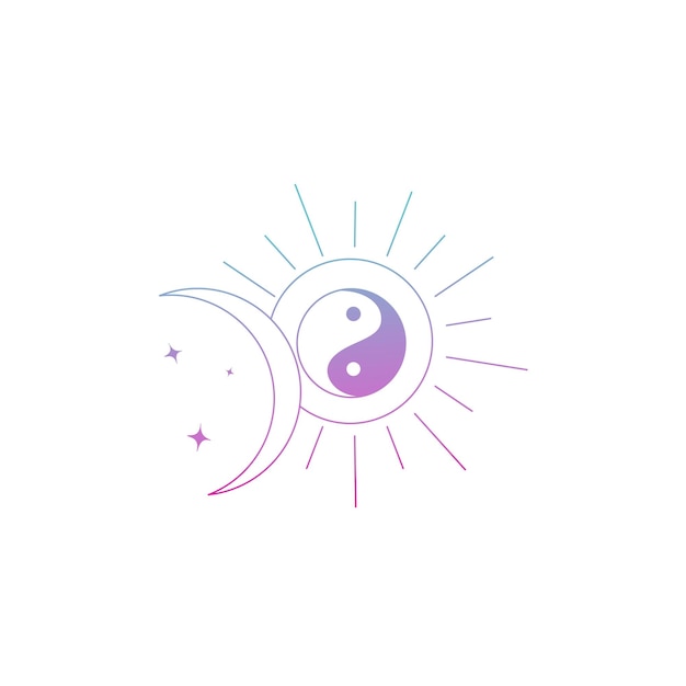 Conjunto de astronomía estrellas luna sol armonía yin yang